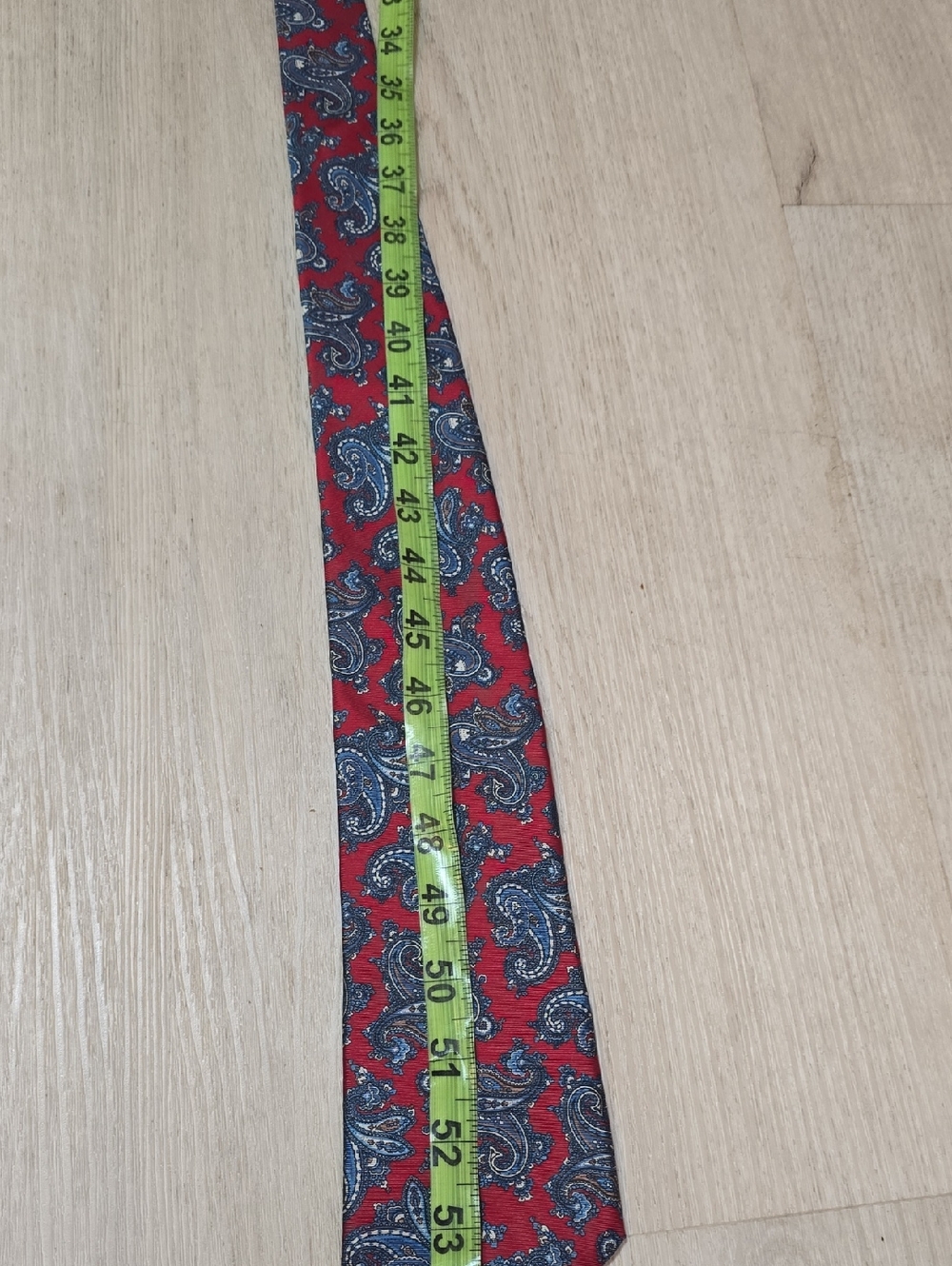 Hardy Amies Red Paisley Silk Tie with Blue Accents